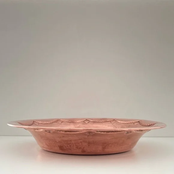 Vintage Sergei Nekrassoff Signed Hand Hammered Copper Bowl 10 inch Beading Rare